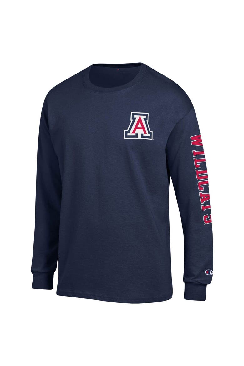Men's Champion Navy Arizona Wildcats Team Stack Long Sleeve T-Shirt, Alternate, color, Navy