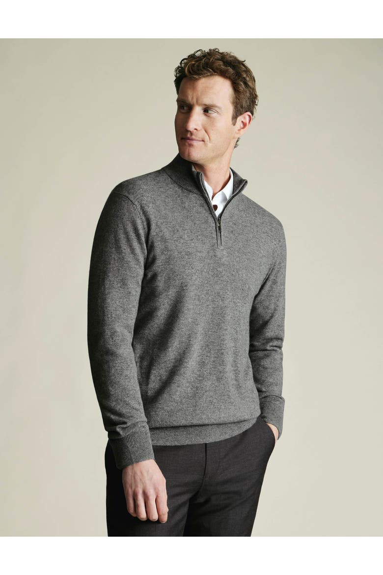 Pure Cashmere Zip Neck Sweater, Main, color, Grey