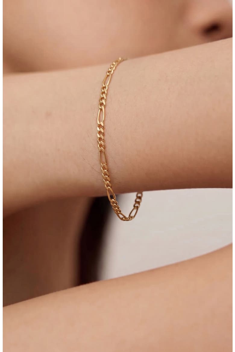 Slim Figaro Bracelet in Gold, Alternate, color, Gold