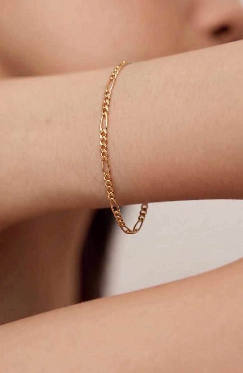 YOJ Slim Figaro Bracelet in Gold, Alternate, color, Gold