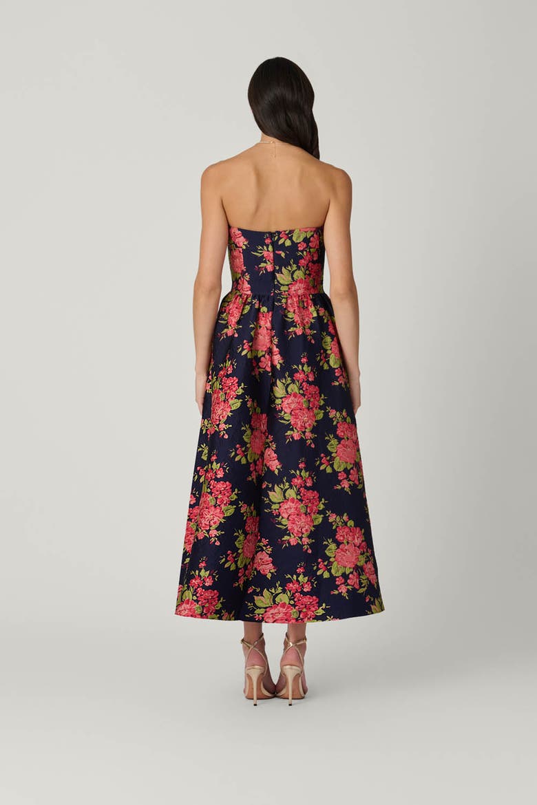 Midnight Dana Vila Floral Jacquard Dress, Alternate, color, Navy/Coral