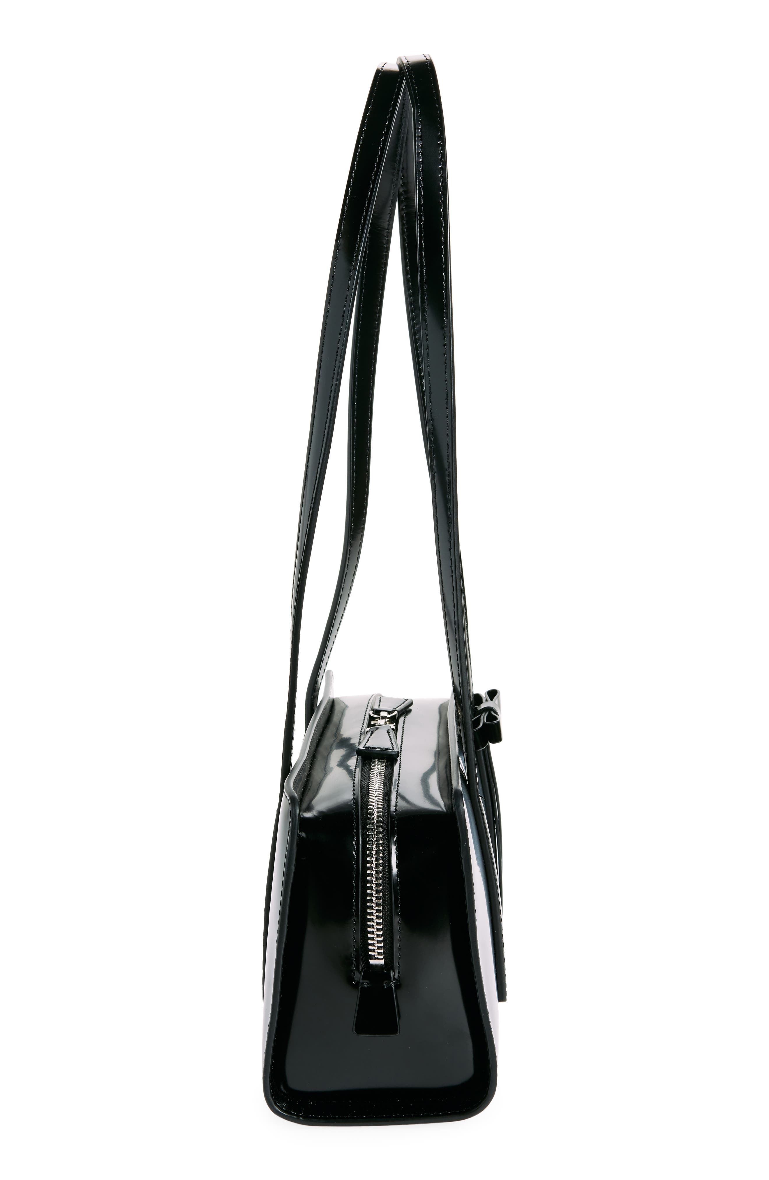 Sandy Liang Recital Patent Leather Shoulder Bag, Alternate, color, Black