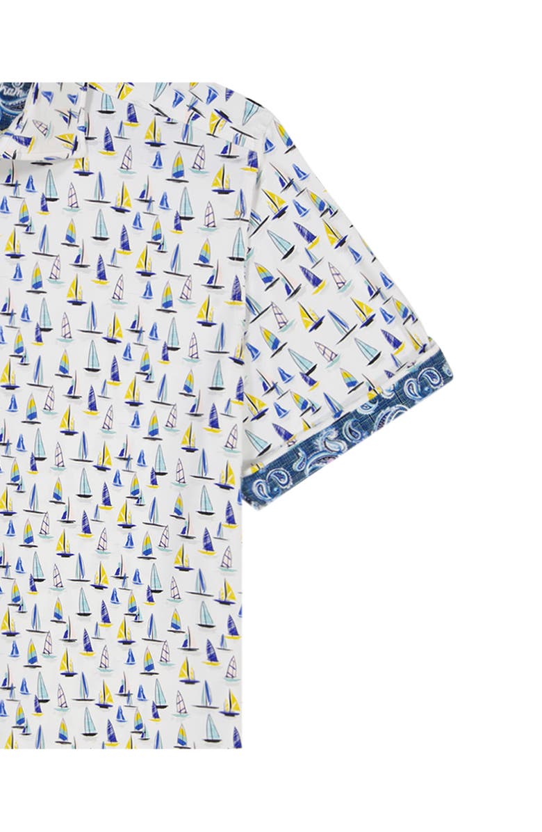 Robert Graham Transpacific Knit Short Sleeve Button-Up Shirt, Alternate, color, White