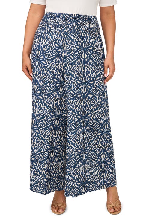 Smocked Waist Wide Leg Pants (Plus)