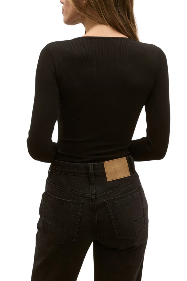 Lara Rib Henley Bodysuit, Alternate, color, BLACK