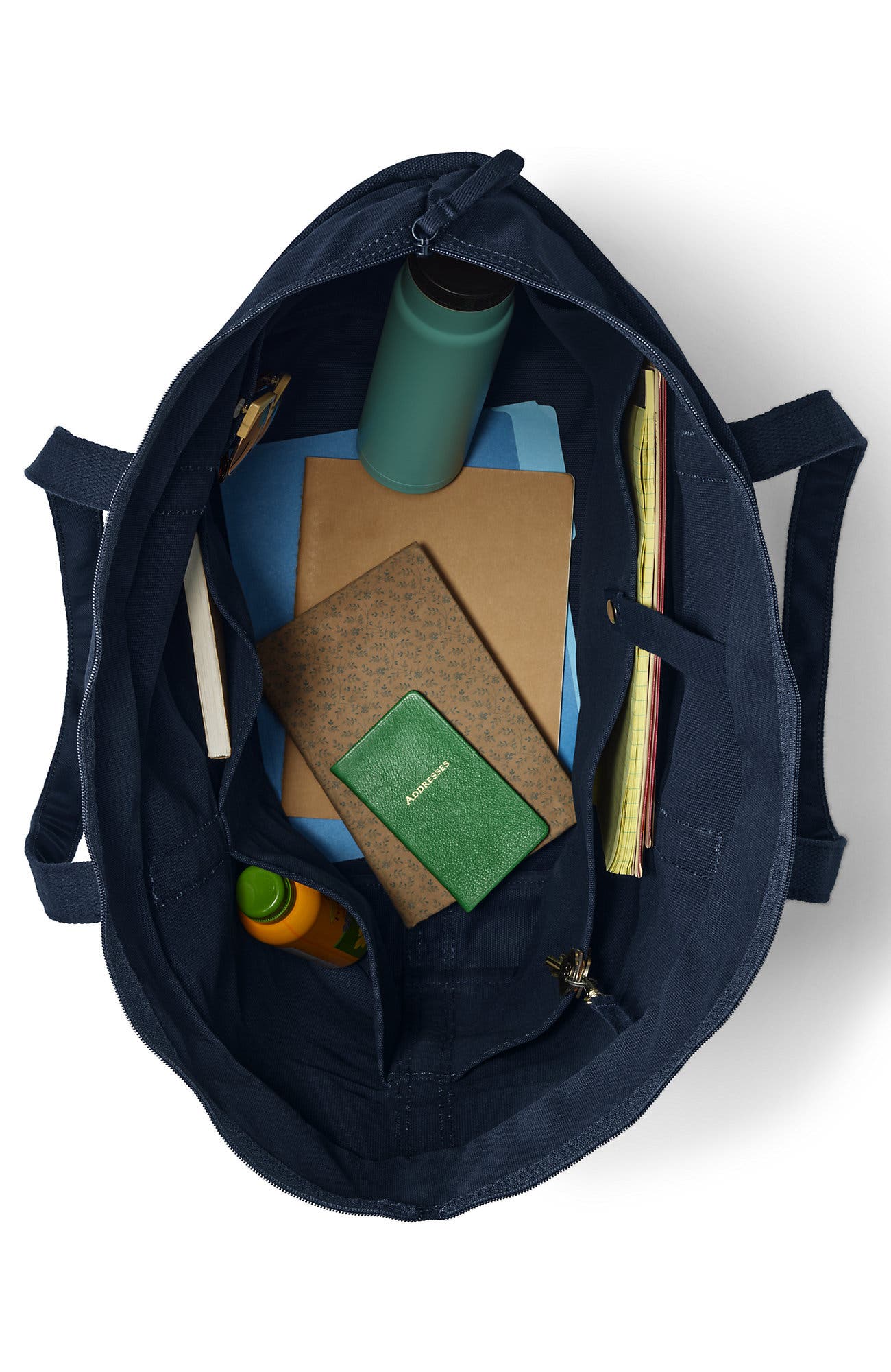 Zip Top Long Handle Canvas Tote Bag, Alternate, color, Radiant Navy