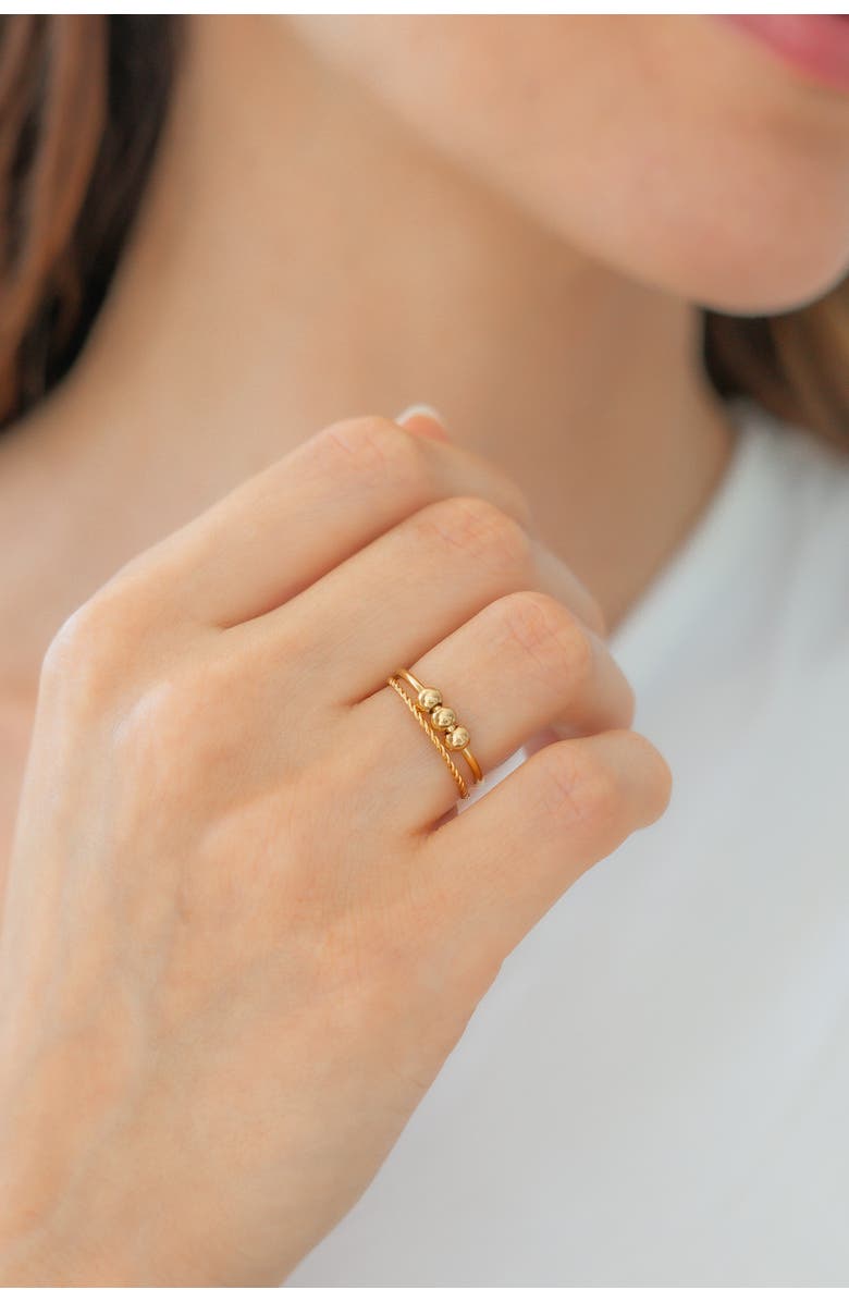 Mint & Lily Dainty Stackable Beaded Fidget Set Ring, Alternate, color, Silver