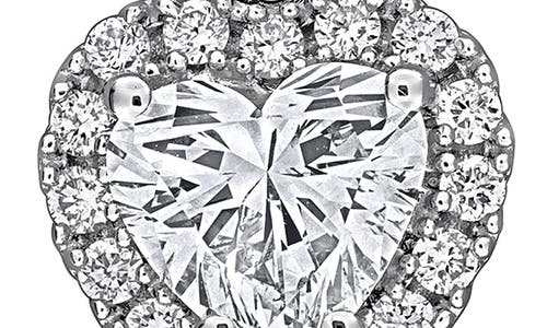 Created Forever Sterling Silver Lab Grown Diamond Heart Halo Pendant Necklace In Silver
