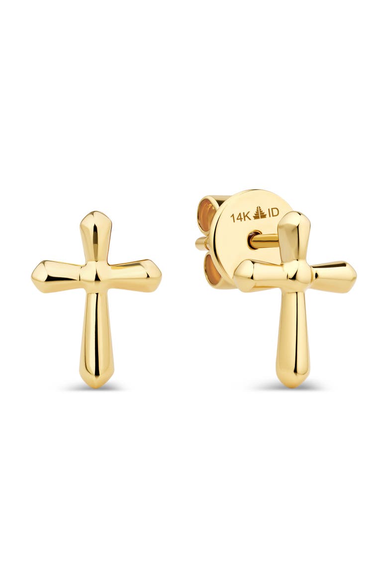 Cross Stud Earrings in 14K Gold, Main, color, Yellow Gold