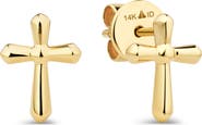 DEVATA Cross Stud Earrings in 14K Gold