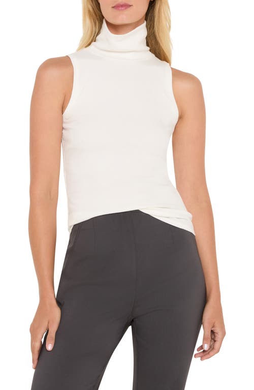 Nic + Zoe Nic+zoe Perfect Knit Sleeveless Rib Turtleneck Top In White