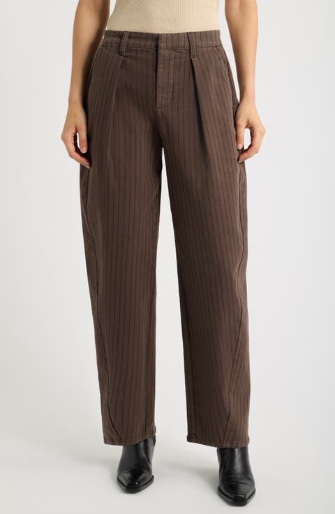 Pleated Barrel Leg Pants
