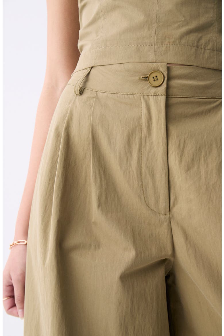 Louna Pleated Cotton Blend Wide Leg Pants, Alternate, color, ARMY