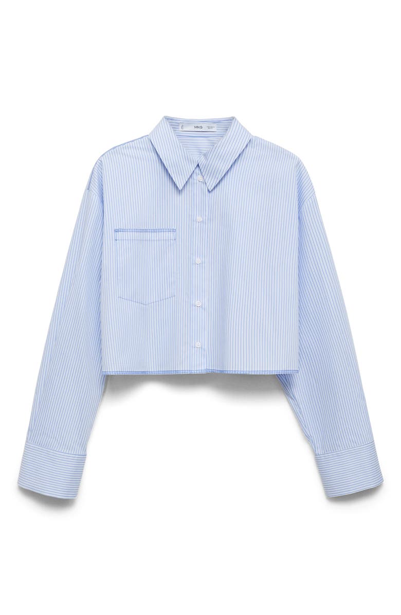 MANGO Stripe Long Sleeve Crop Poplin Button-Up Shirt, Alternate, color,