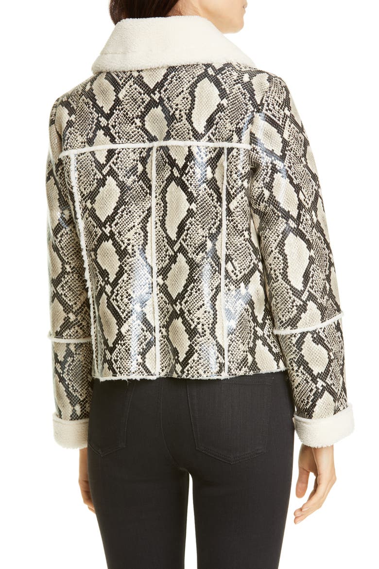 Maj Teddy Faux Fur & Snake Print Bonded Jacket, Alternate, color, NATURALSNAKE