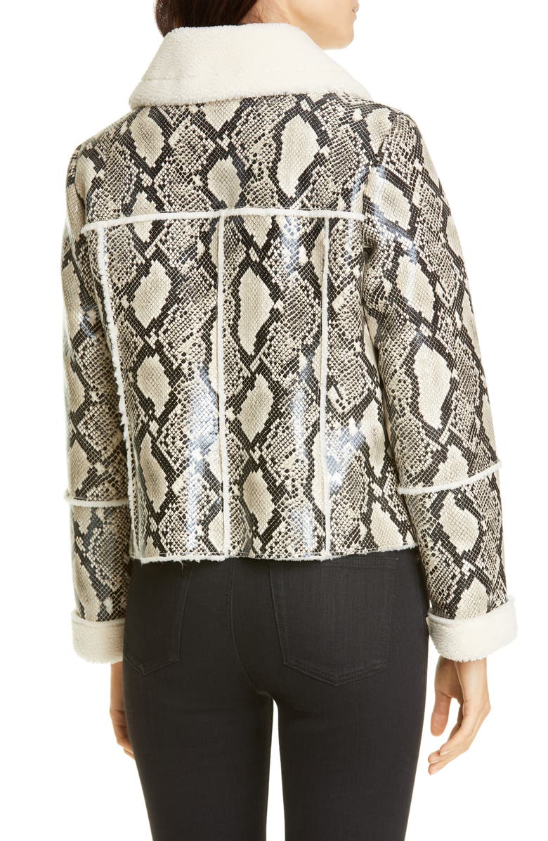 Stand Studio Maj Teddy Faux Fur & Snake Print Bonded Jacket, Alternate, color, 