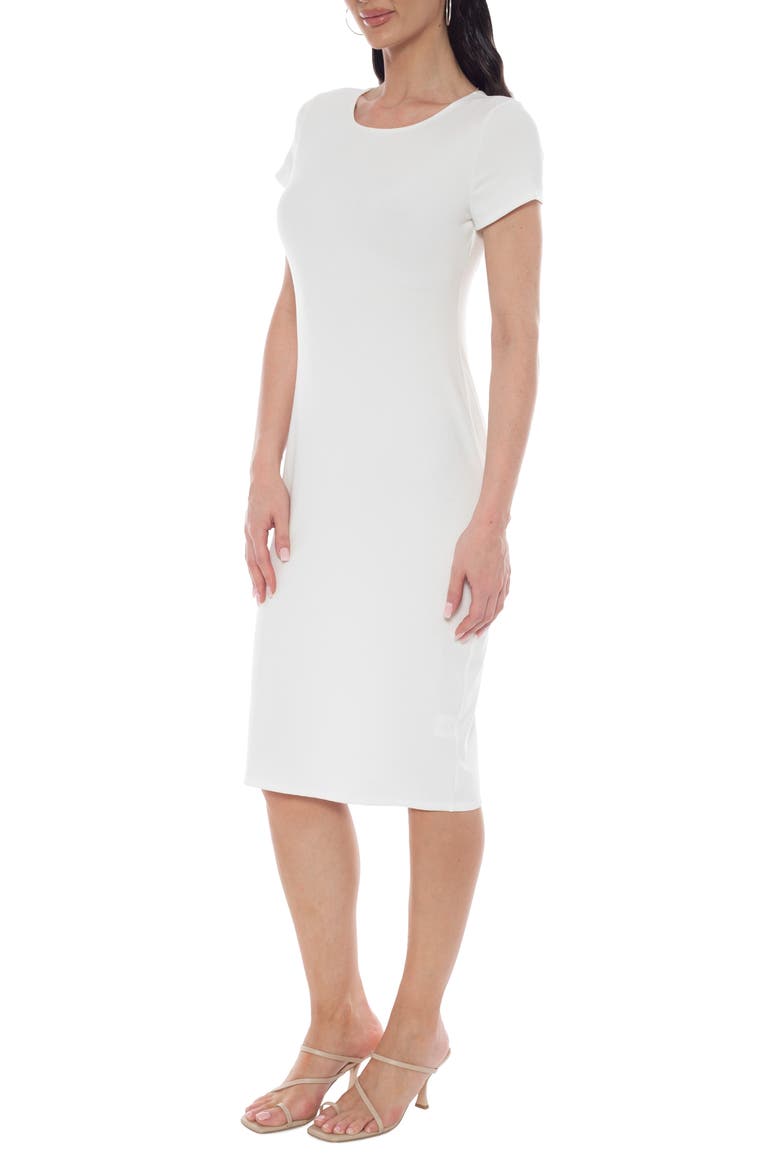 Ribbed Knit Body-Con Midi Dress, Alternate, color, IVORY