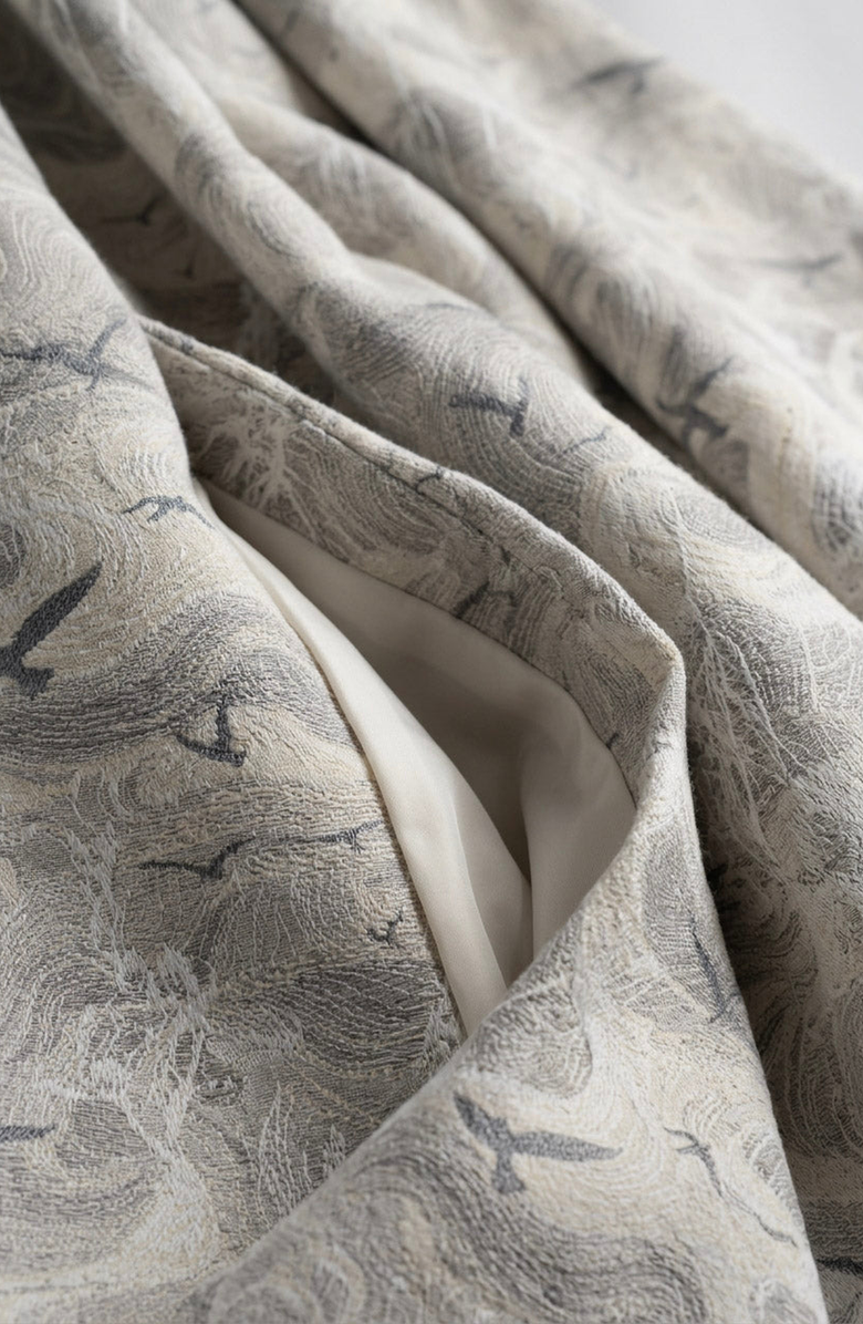 Modenaire Printed Zip Front Elastic Hem Bomber Jacket, Alternate, color, Beige