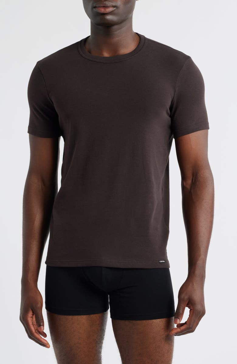 TOM FORD Cotton Jersey Crewneck T-Shirt, Main, color, Dark Chocolate