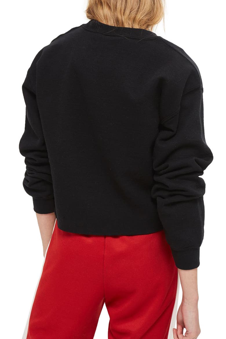 Merci Crop Sweatshirt, Alternate, color, BLACK MULTI