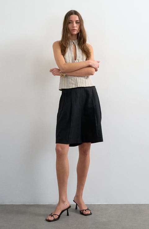 Ovoid Linen Blend Bermuda Shorts
