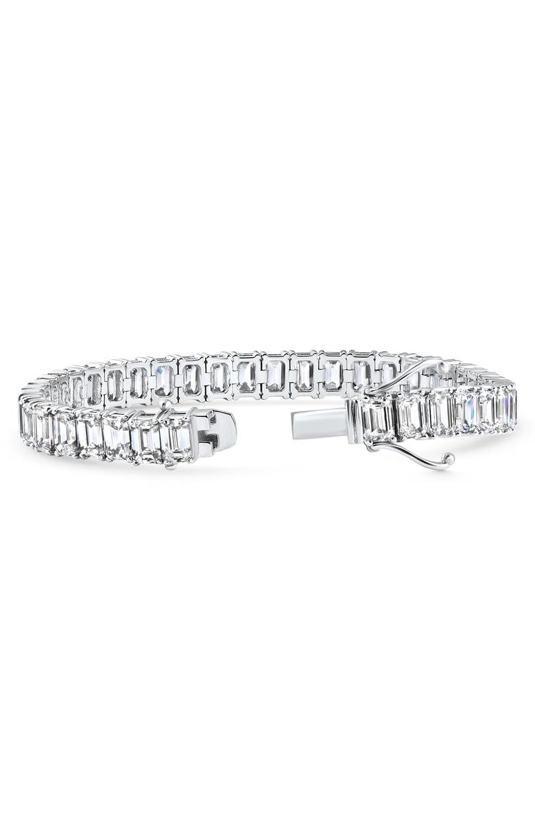 Bliss Diamond 28Ct Emerald Diamond Tennis Bracelet 14k Gold 7" 17.5g Lab Grown, Alternate, color, 14K White Gold