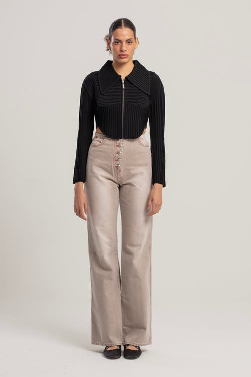 Pcfg Neutrals Pure Cotton Regular Fit Flare Denim Pant In Gray