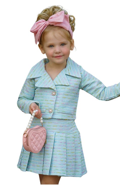 Girls Little Sweetie Tweed Blazer and Pleated Skirt Set (Toddler, Little Kid & Big Kid)