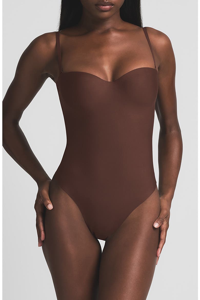 Body Molded Underwire Thong Bodysuit, Main, color, COCOA