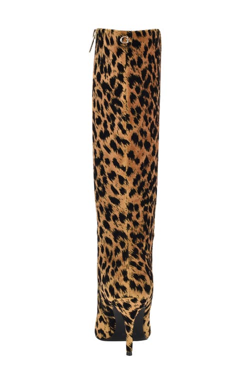 Guess Gressa Knee High Pointed Toe Boot In Brown