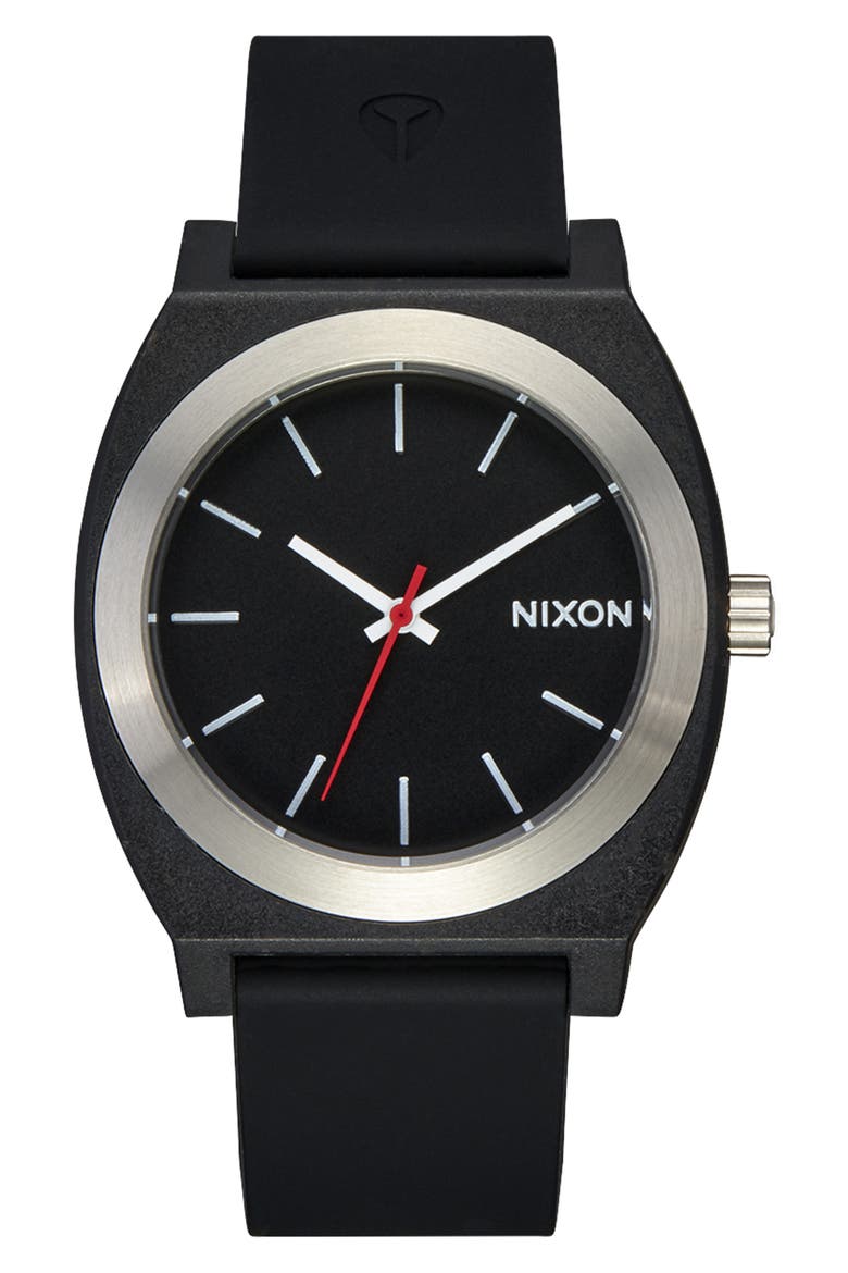 Time Teller OPP Silicone Strap Watch, 39.5mm, Main, color, BLACK