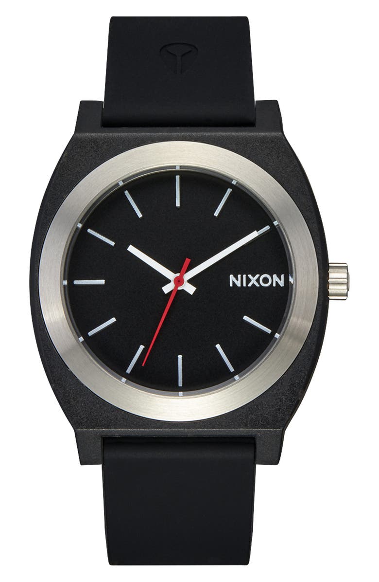 Nixon Time Teller OPP Silicone Strap Watch, 39.5mm, Main, color, Black