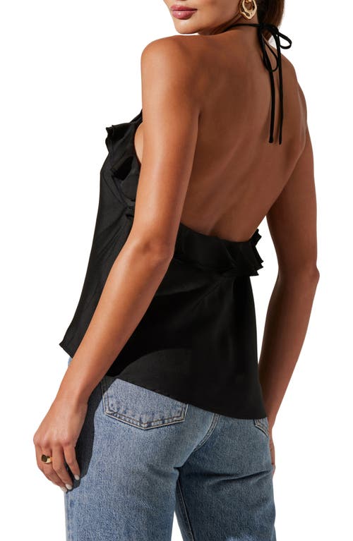 Astr The Label Alix Rosette Halter Top In Black