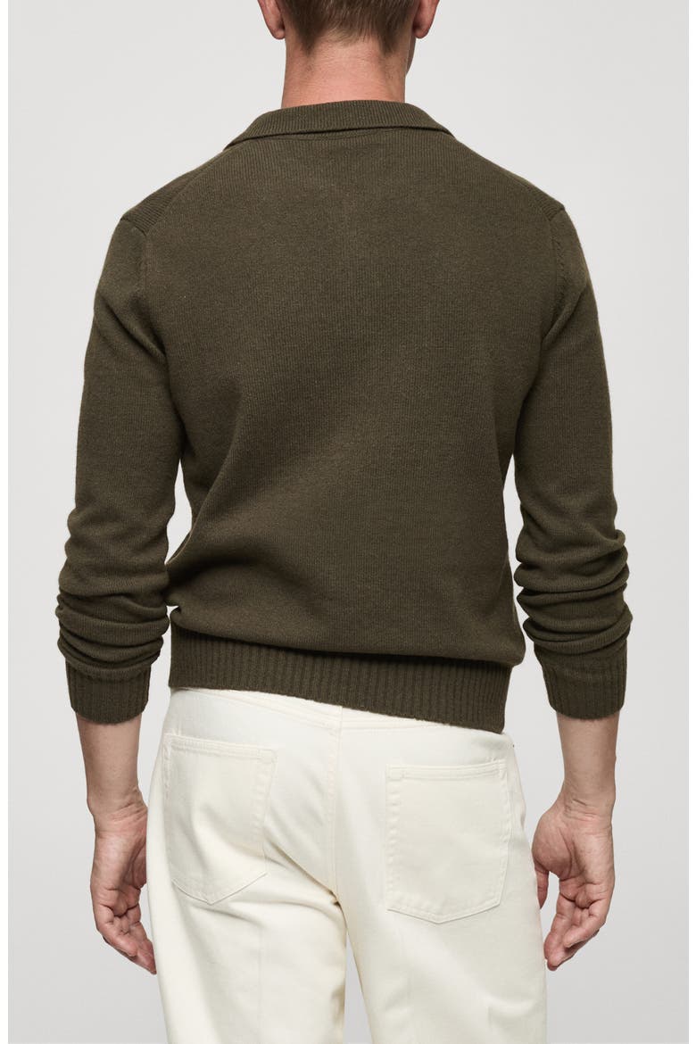 Wide Rib Trim Polo Sweater, Alternate, color, KHAKI GREEN
