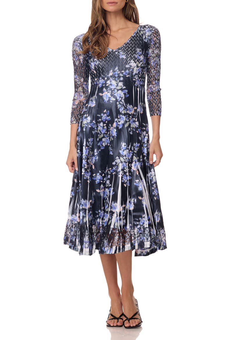 Midi Length Dress with Lace Details, Main, color, Waercolor Breeze
