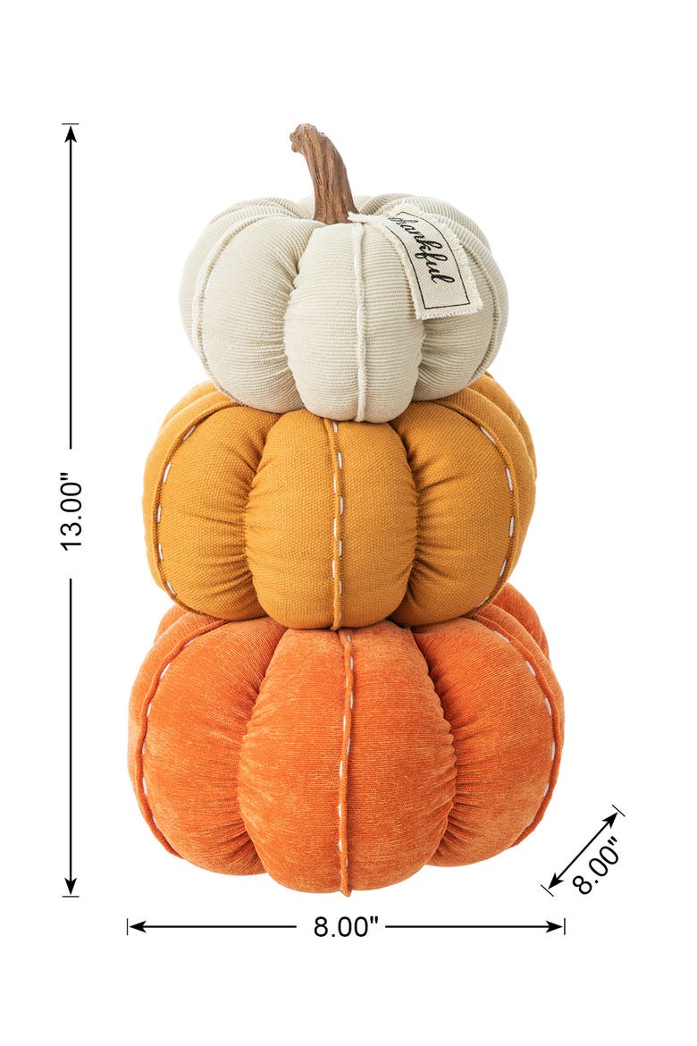 13"H Fall Stacked Fabric Pumpkin, Alternate, color, Orange