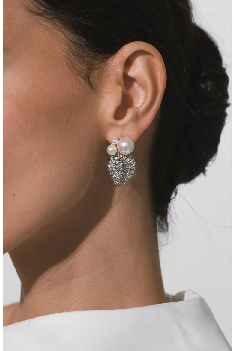 Blanca Faux Pearl & Pavé Drop Earrings, Alternate, color, CRYSTAL PEARL