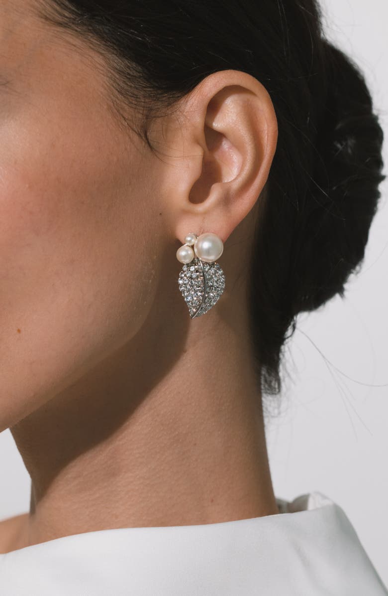 Jennifer Behr Blanca Faux Pearl & Pavé Drop Earrings, Alternate, color, Crystal Pearl