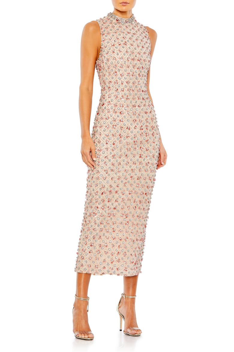 Sequin Detail Sleeveless Body-Con Dress, Main, color, PEACH