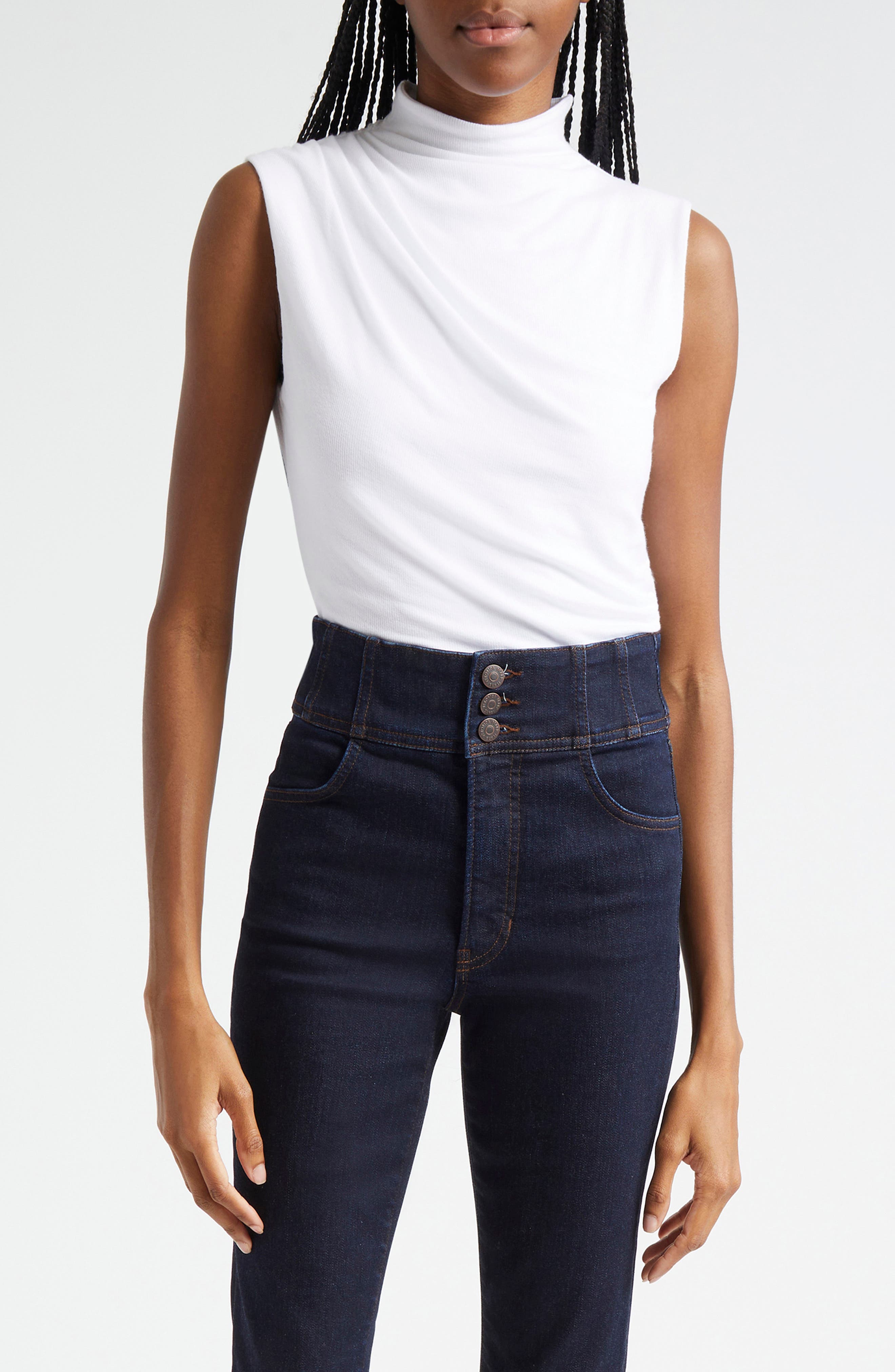 Veronica Beard Mylie Mock Neck Sleeveless Top