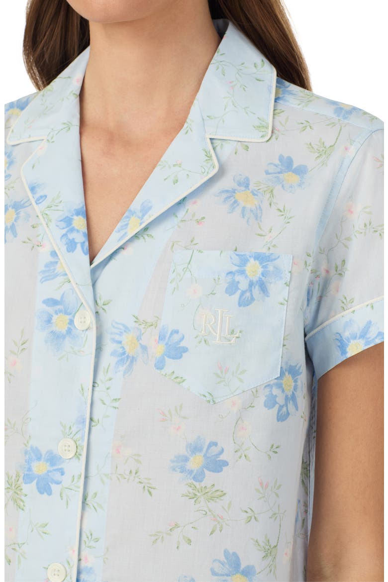 Short Sleeve Pajamas, Alternate, color, BLUE FLORAL