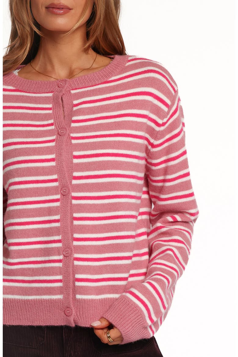 Brynn Striped Cardigan, Alternate, color, PINK STRIPE