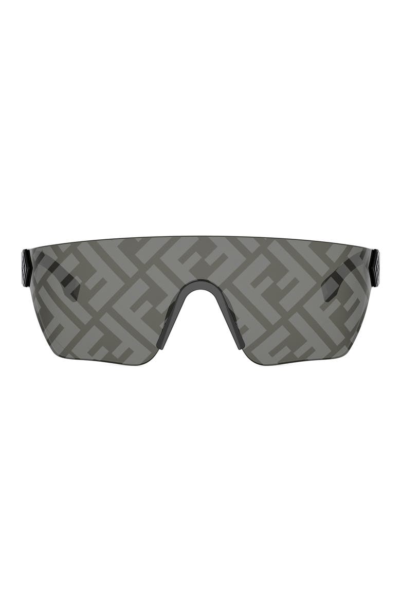 142mm Rimless Mask Sunglasses, Main, color, MATTE BLACK / SMOKE MIRROR