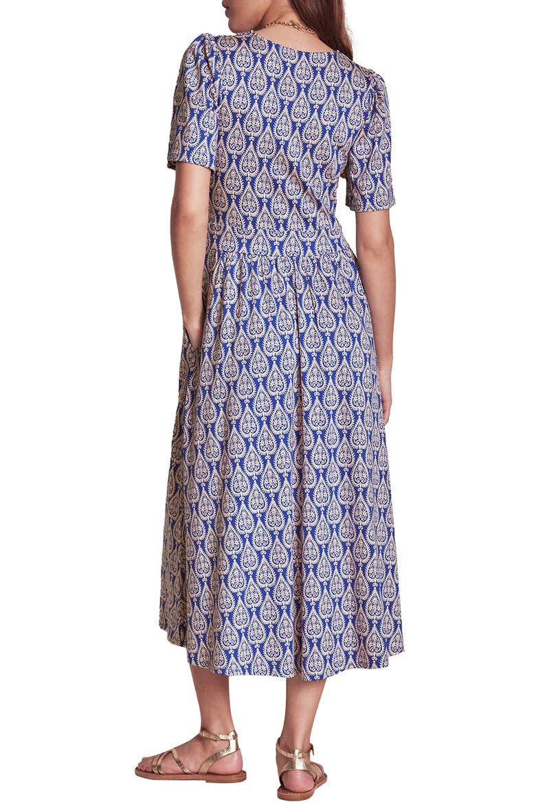 Louisa Print Jersey Midi Dress, Alternate, color, BRIGHT BLUE ORNATE GEO