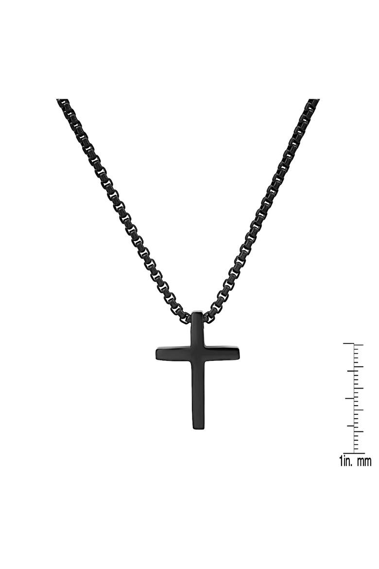 Men's Cross Pendant Necklace, Alternate, color, BLACK