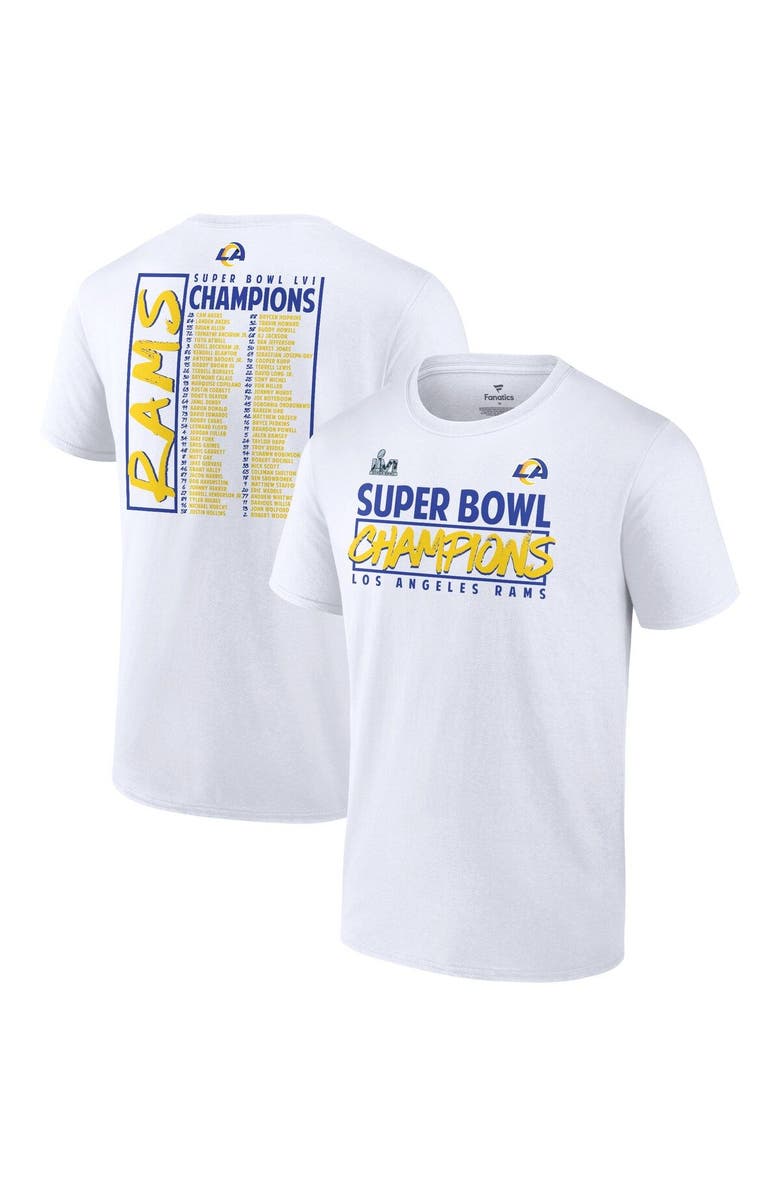FANATICS Men's Fanatics Branded White Los Angeles Rams Super Bowl LVI Champions Stacked Roster T-Shirt, Main, color, 