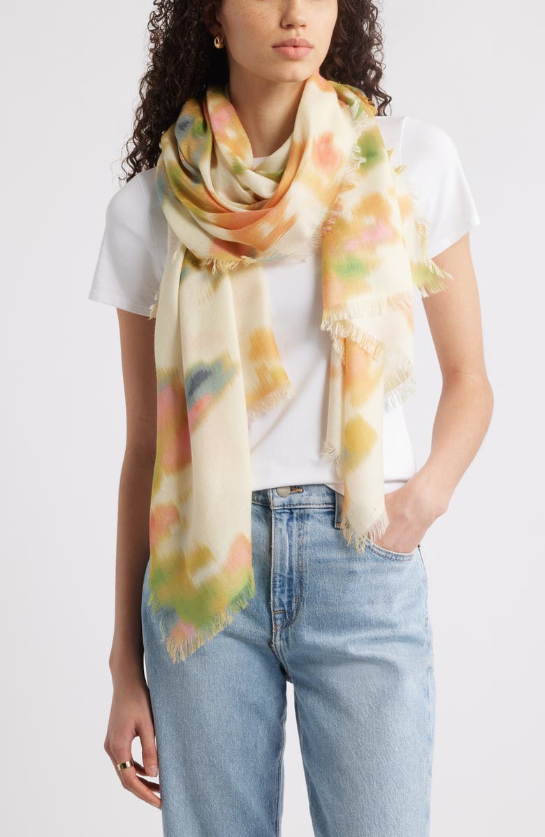 Nordstrom Cashmere & Silk Eyelash Fringe Scarf, Main, color, Tan Multi Floating Pigment