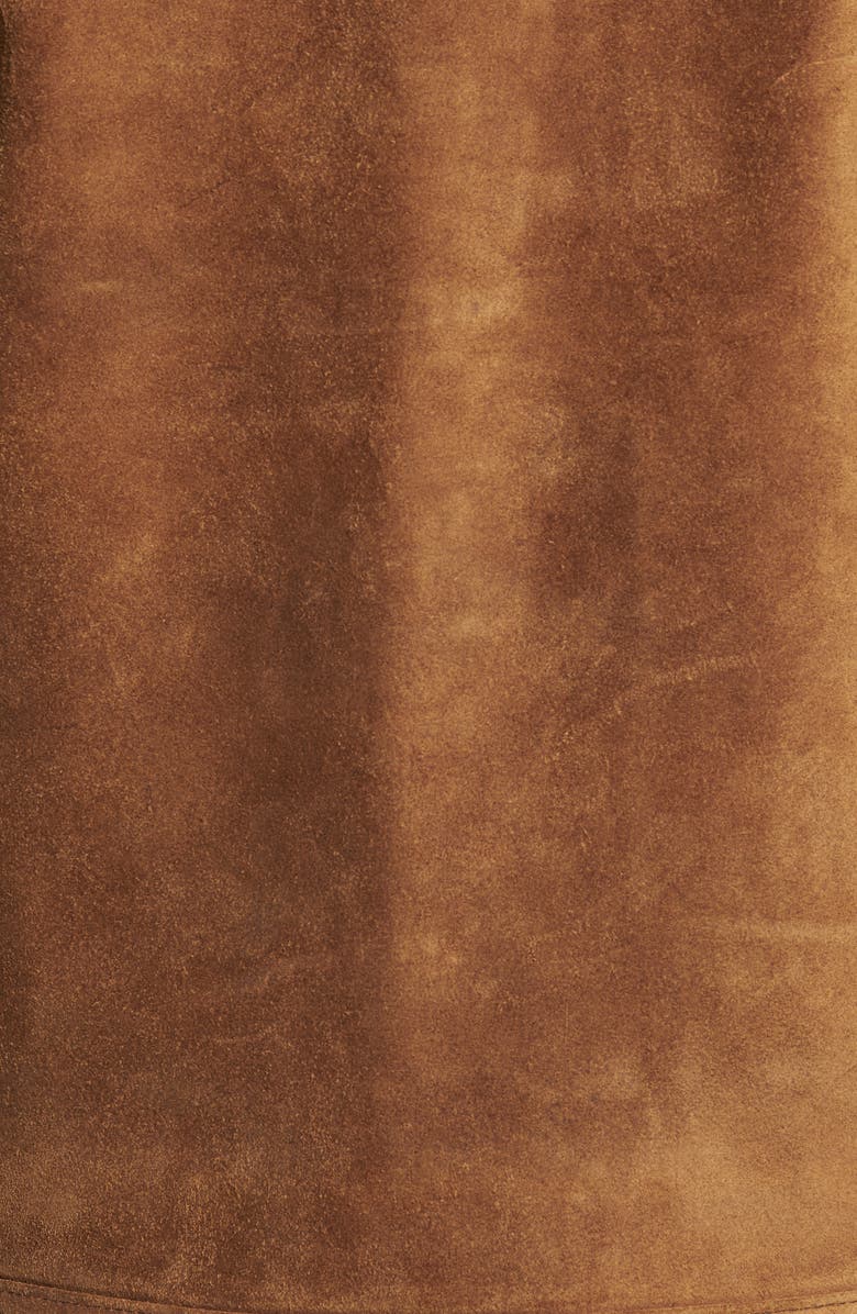 Schott NYC Unlined Rough Out Oiled Cowhide Trucker Jacket, Alternate, color, Brown