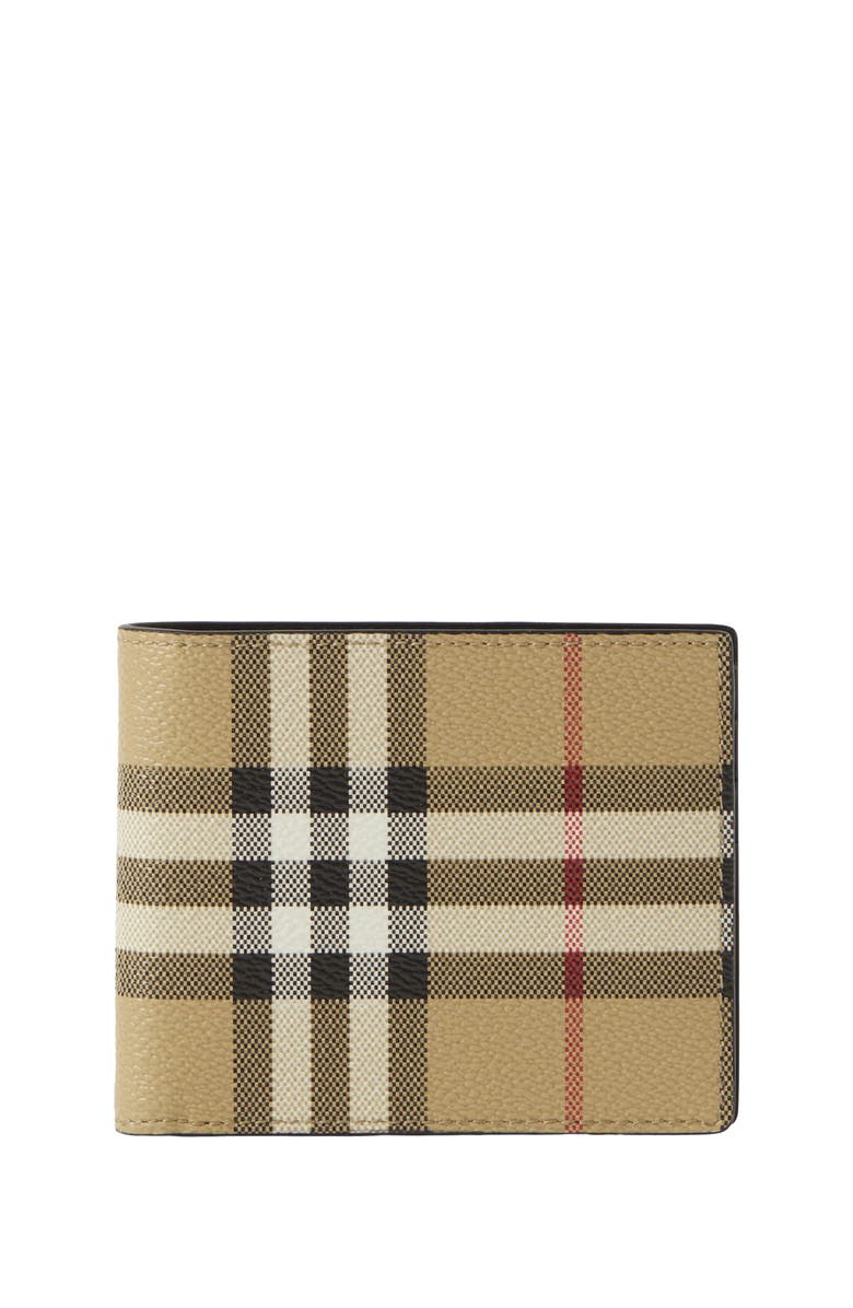 Burberry Check Slim Bifold Wallet, Main, color, Archive Beige