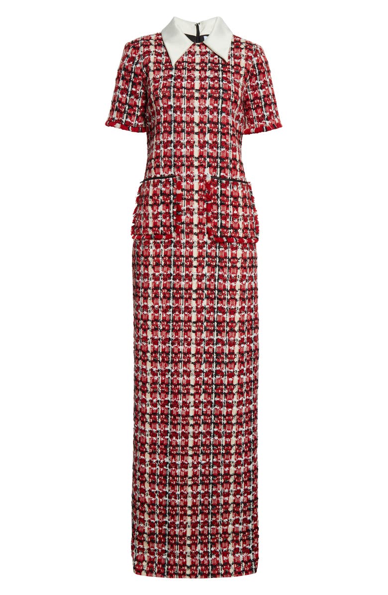 St. John Collection Plaid Eyelash Tweed Gown, Alternate, color, 